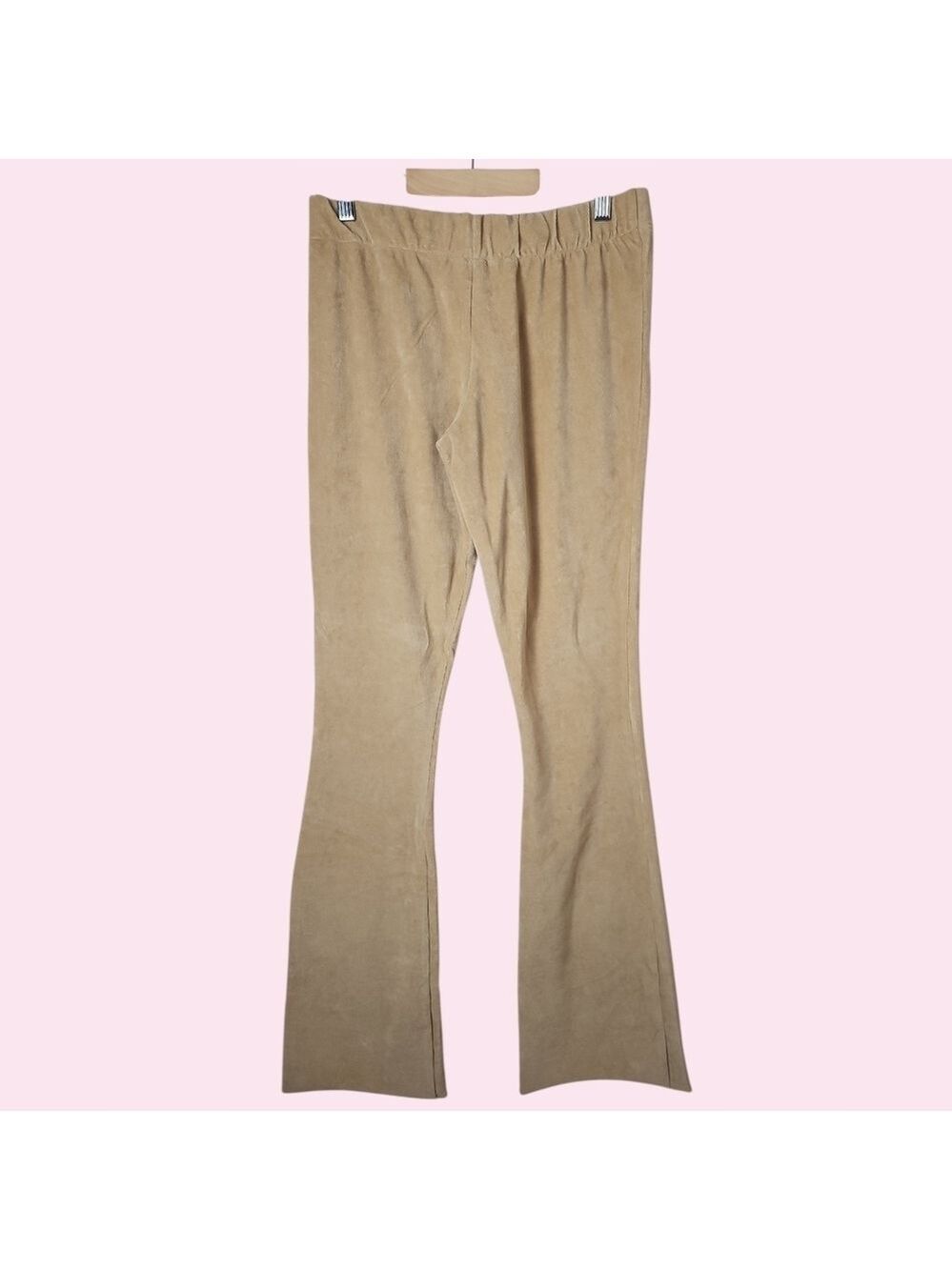 FAL Pull On Cotton Blend Velour Flare Pants Camel Tan Sz M Tall - Picture 4 of 6